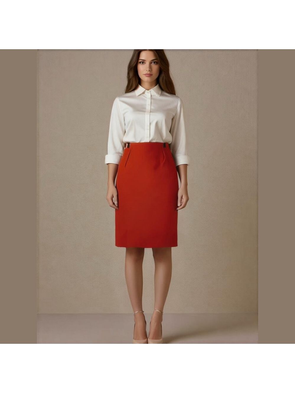 vintage Braemer hundred percent wool vibrant, red pencil skirt size 14